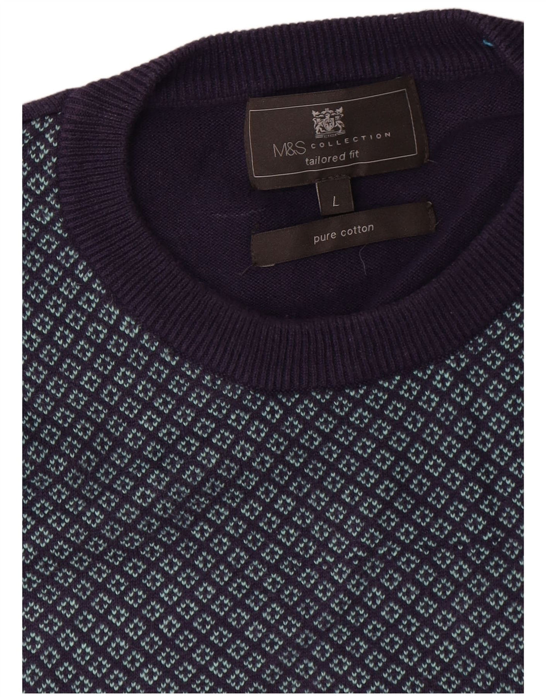 Maglione maglione girocollo da uomo Marks & Spencer su misura grande blu navy