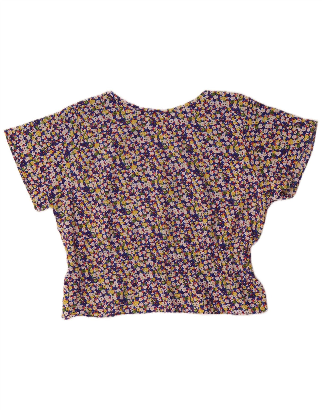 Top camicetta da donna vintage UK 14 grande floreale multicolore