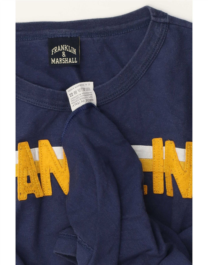 Franklin & Marshall Top grafico da uomo manica lunga XL blu navy color block