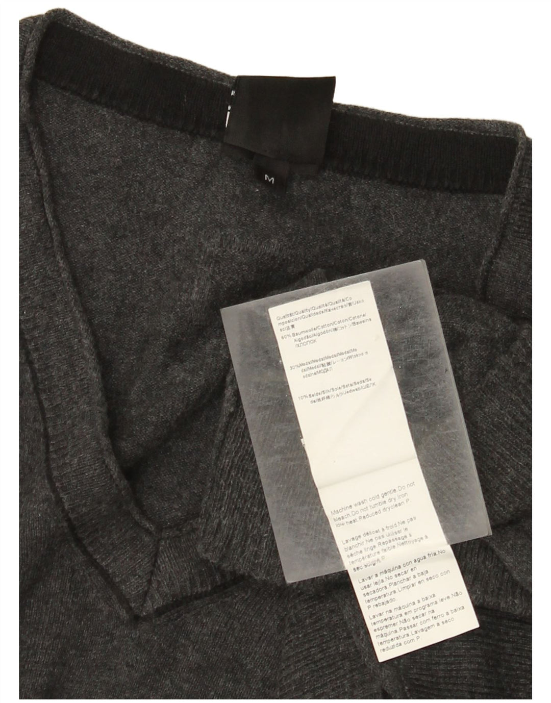 Hugo Boss Maglione da uomo slim fit con scollo a V in cotone grigio medio