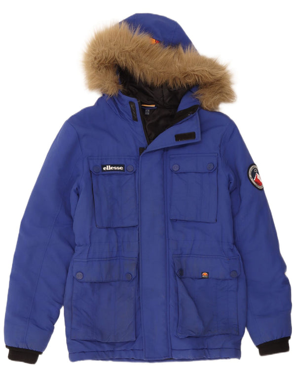 Giacca a vento con cappuccio da uomo Ellesse UK 34 XS nylon blu