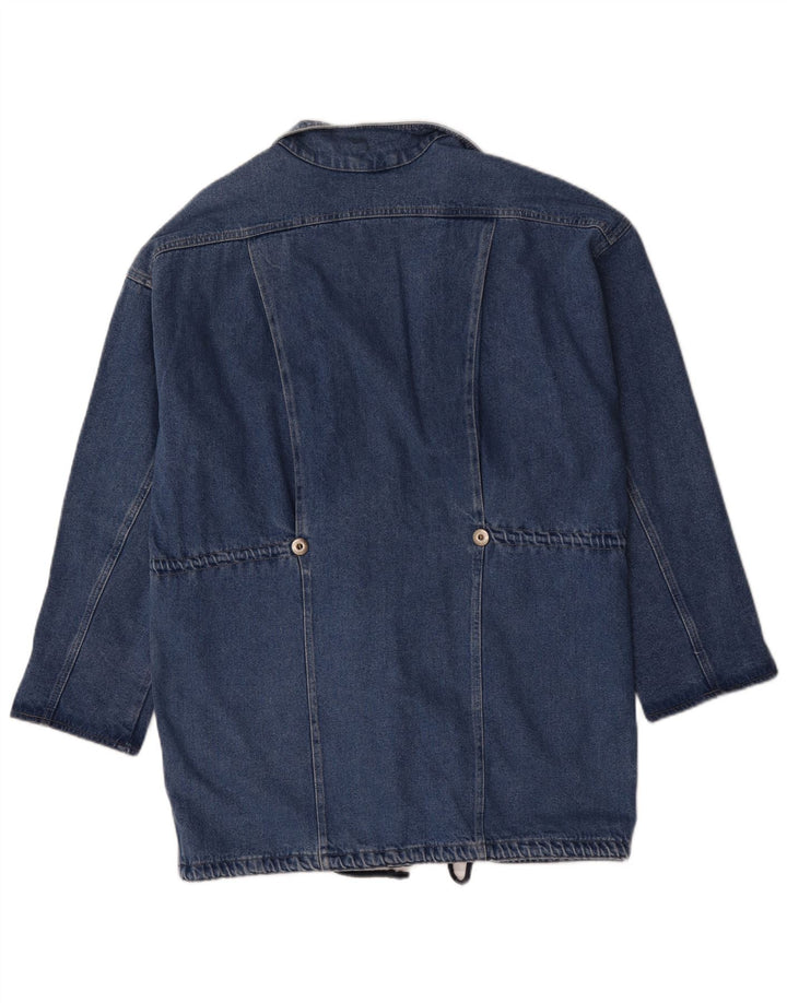 Giacca blazer doppiopetto lunga da donna vintage UK 16 grande blu