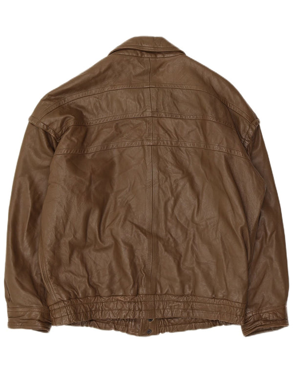 Giacca in pelle vintage da uomo UK 40 grande in pelle kaki