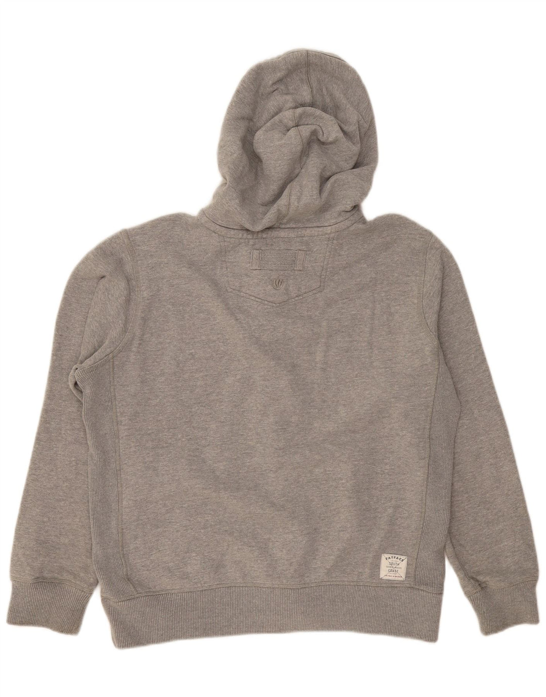 FAT FACE Felpa con cappuccio grafica da uomo con zip grande in cotone grigio