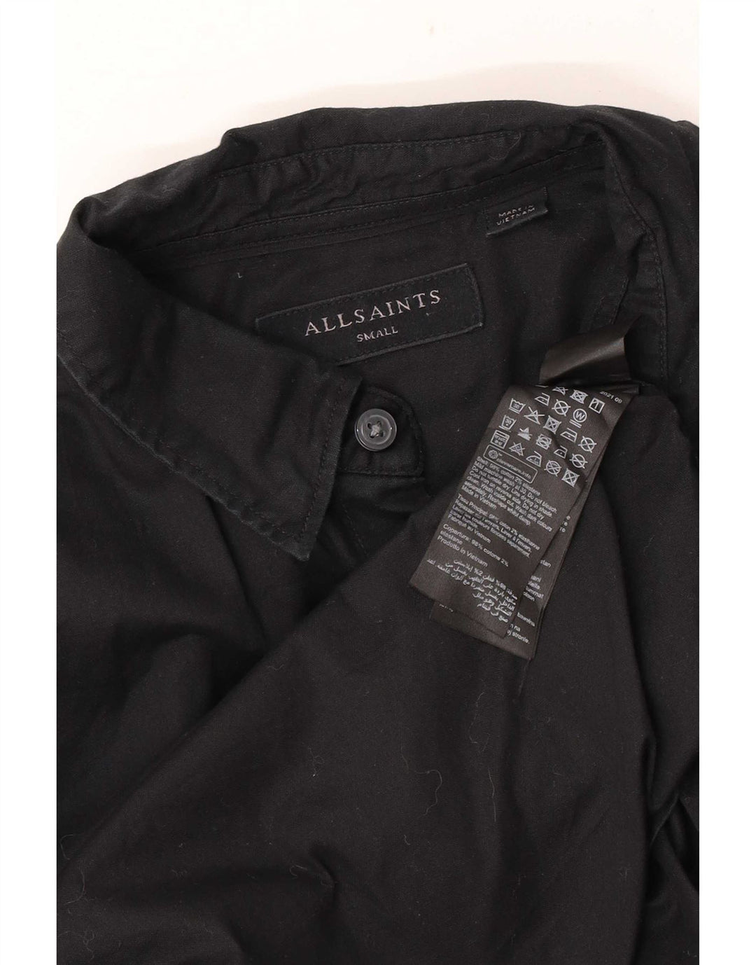 Camicia da uomo All Saints piccola in cotone nero
