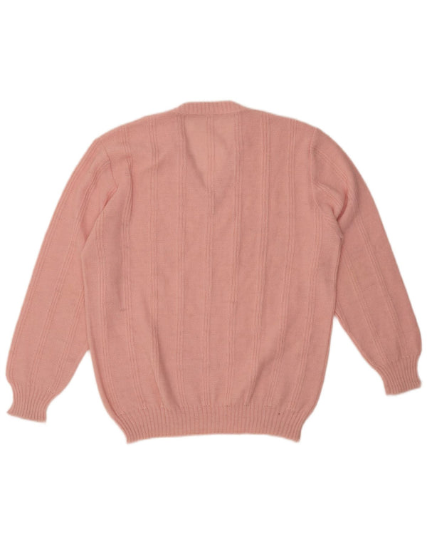 Maglione maglione con scollo a V da donna VINTAGE UK 18 XL Rosa