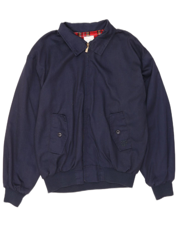 Giubbotto bomber vintage da uomo UK 36 piccolo poliestere blu navy