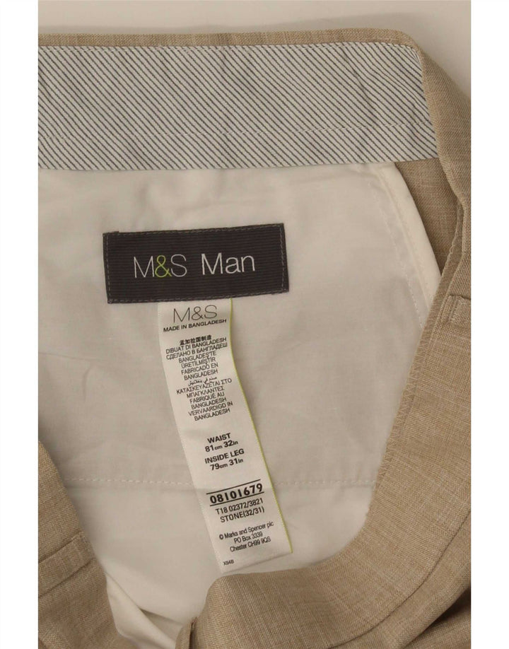 Pantaloni da abito dritti da uomo Marks & Spencer W32 L31 Poliestere beige