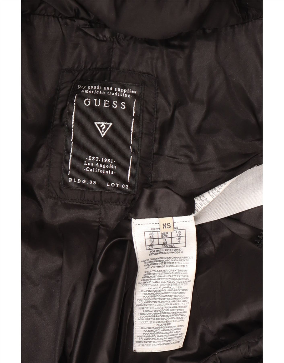 Cappotto imbottito oversize da donna Guess UK 4 XS nero in poliammide