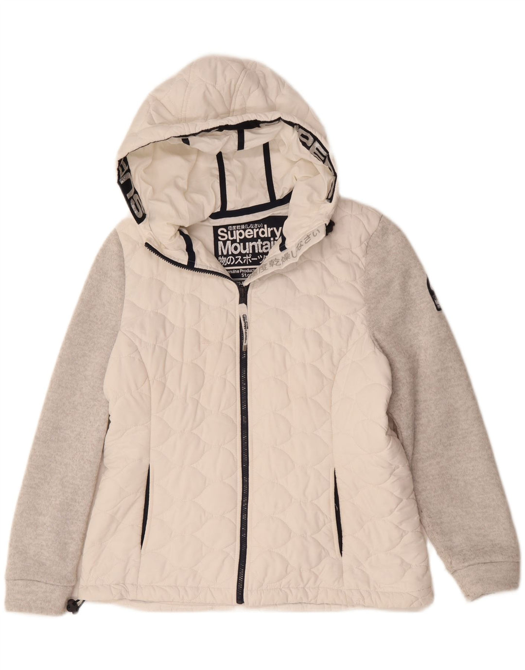 Giacca a vento con cappuccio da donna Superdry UK 16 Large White Colourblock