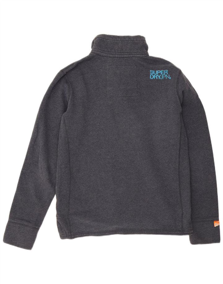 Felpa da uomo con collo abbottonato Superdry, maglione grande, cotone blu navy