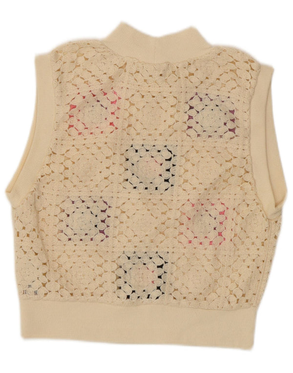 Canotta da donna Zara UK 12 Acrilico geometrico bianco sporco medio