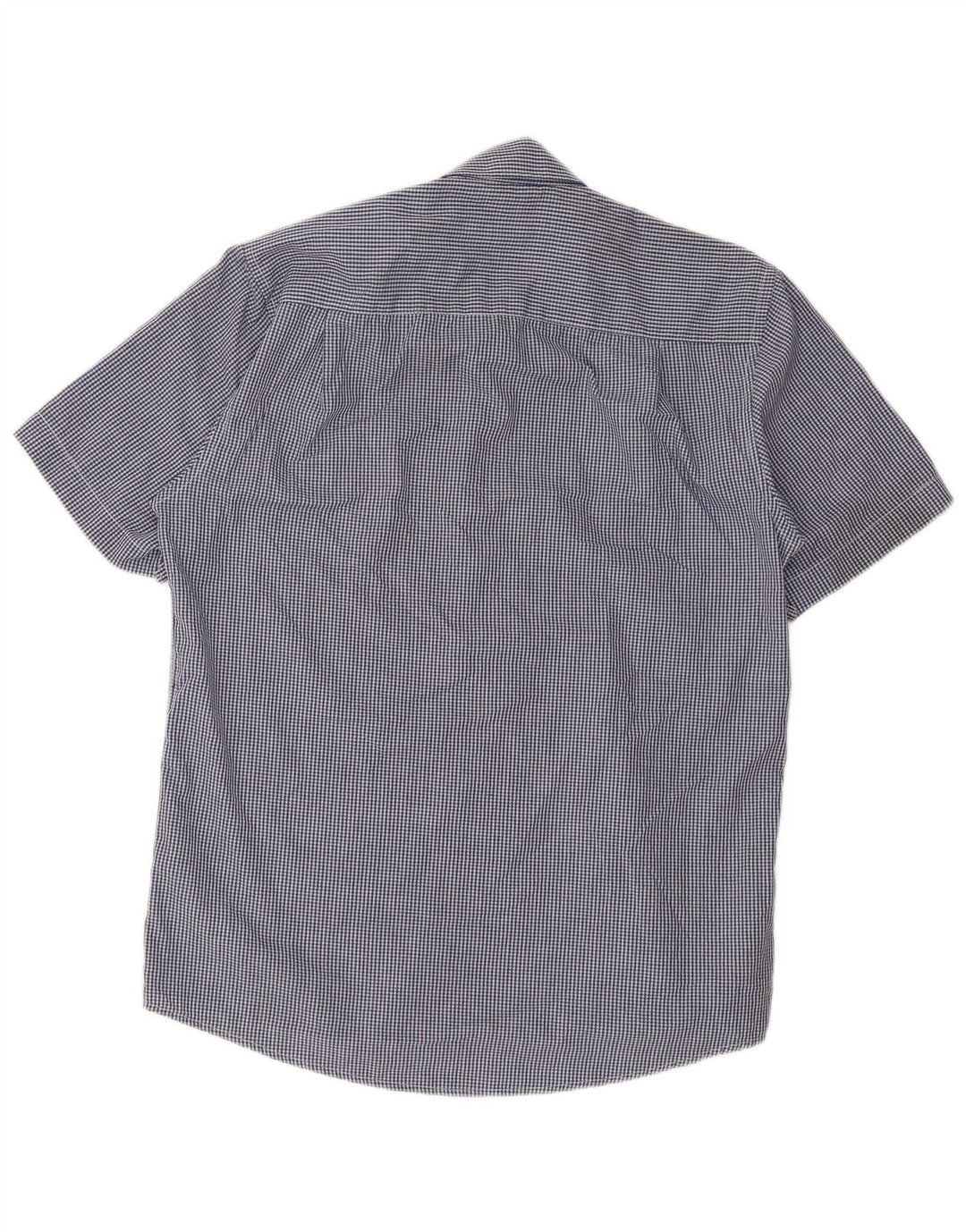 Camicia a maniche corte da uomo Pierre Cardin grande poliestere a quadretti blu