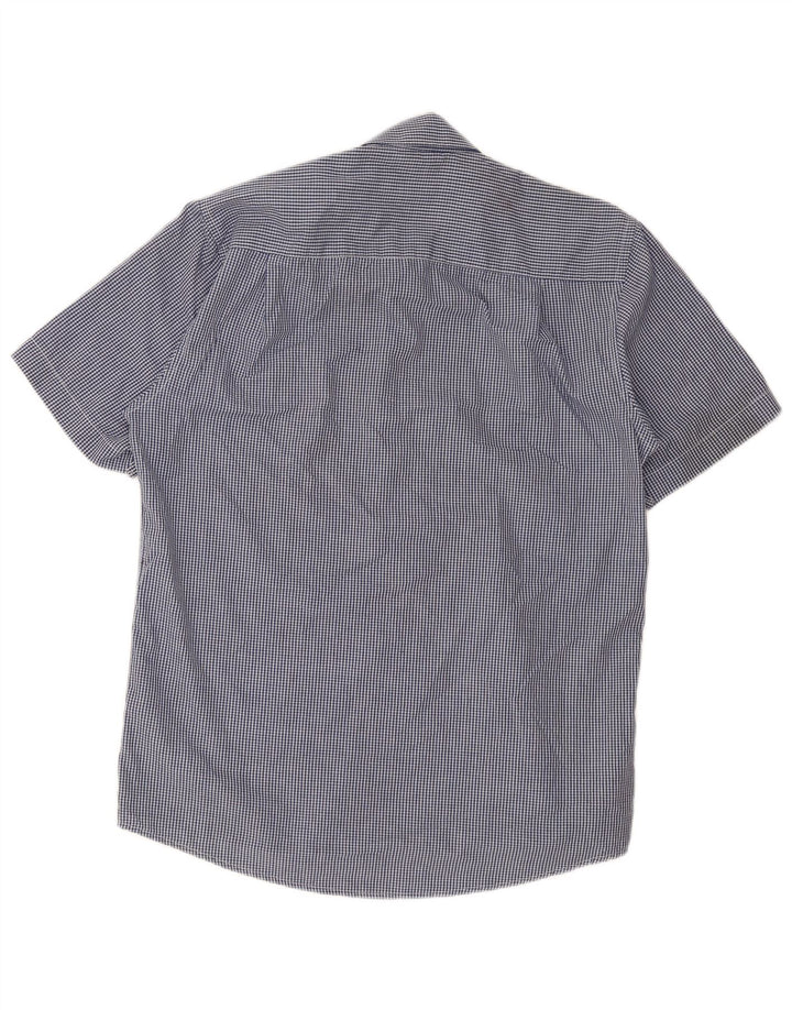 Camicia a maniche corte da uomo Pierre Cardin grande poliestere a quadretti blu
