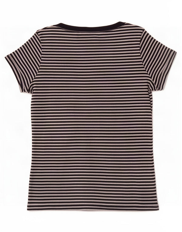 T-shirt da donna Marks & Spencer Top UK 12 cotone gessato medio blu navy