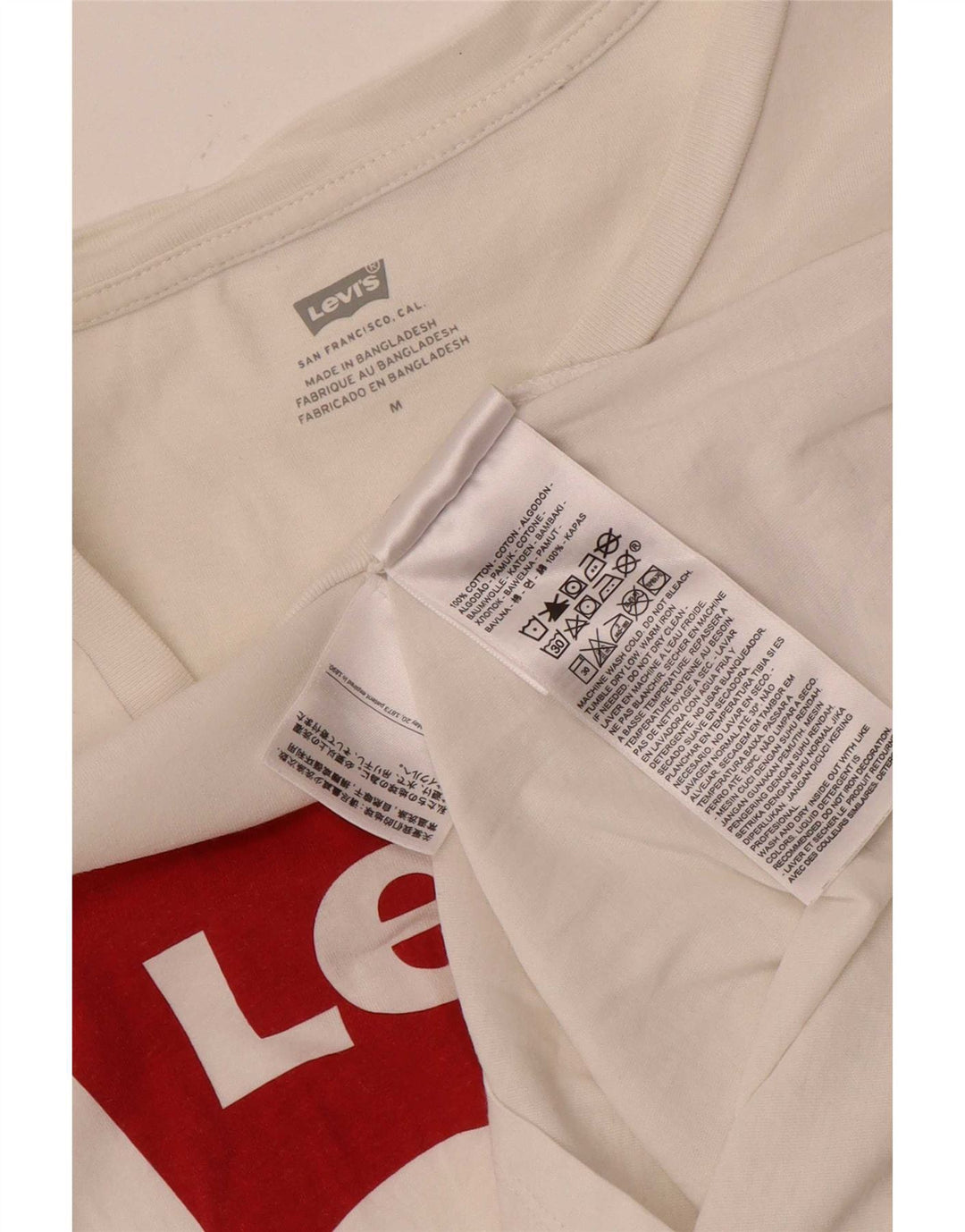T-shirt grafica da donna Levi's Top UK 12 cotone bianco medio