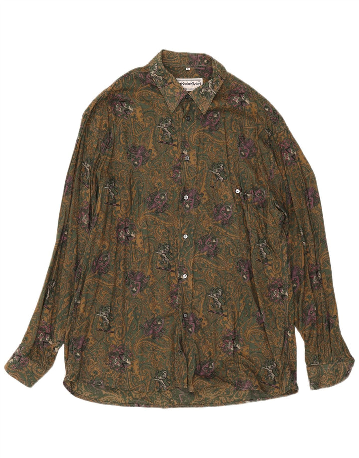 Camicia vintage da uomo XL in viscosa Cachi Paisley