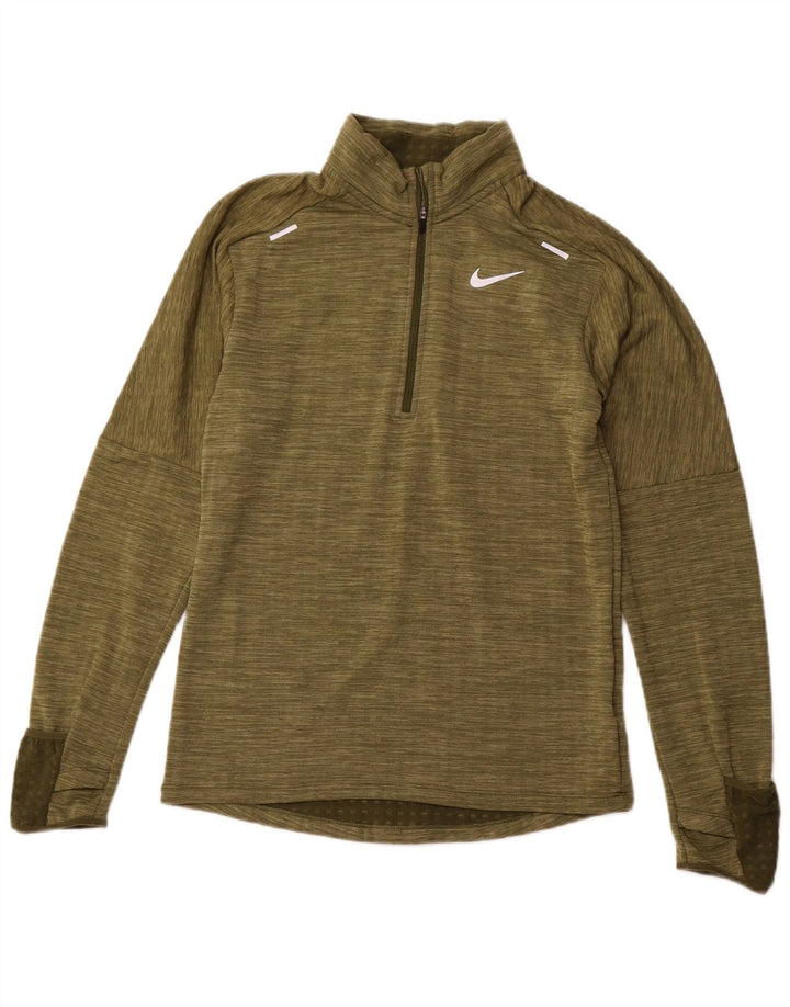 NIKE Top da tuta da uomo Therma-Fit con collo e zip, piccolo color kaki