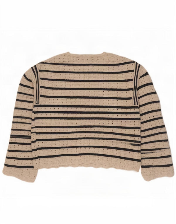 Maglione maglione girocollo da donna Marks & Spencer UK 12 a righe bianche medie