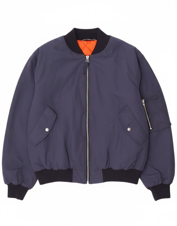 Giubbotto bomber da uomo vestibilità ampia Zara UK 42 XL poliestere blu navy