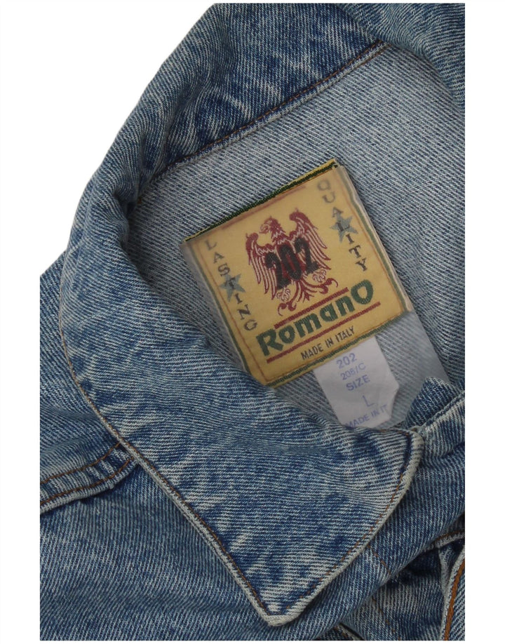 Giacca di jeans vintage da donna vestibilità ampia UK 16 grande cotone blu