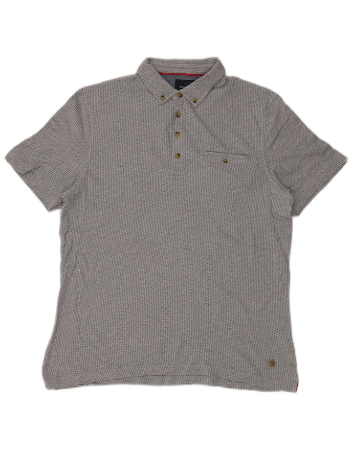 Polo da uomo White Stuff grande in cotone Ikat blu