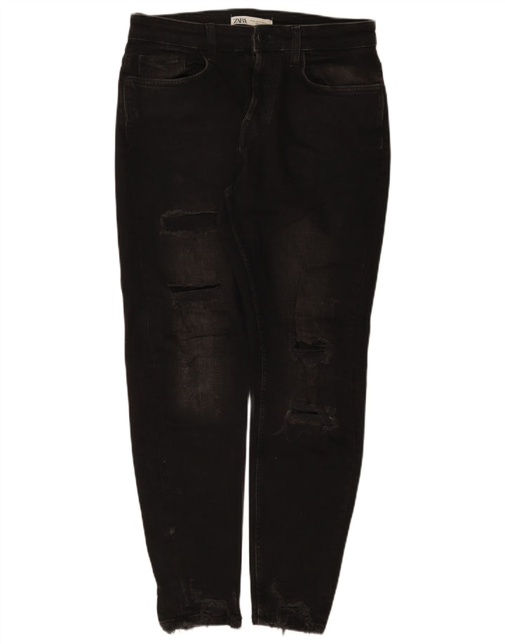 Jeans slim invecchiati da uomo Zara EU 40 medio W31 L28 cotone nero