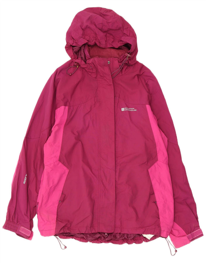 Giacca antipioggia con cappuccio da donna Mountain Warehouse UK 14 Large Pink Colourblock