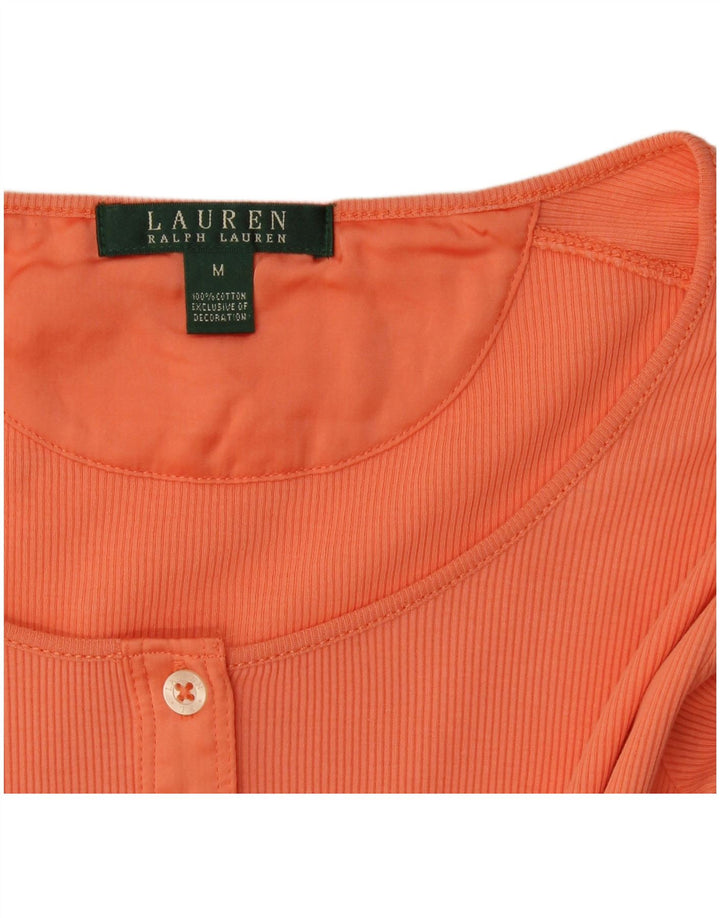Top da donna Ralph Lauren manica 3/4 UK 12 cotone arancione medio