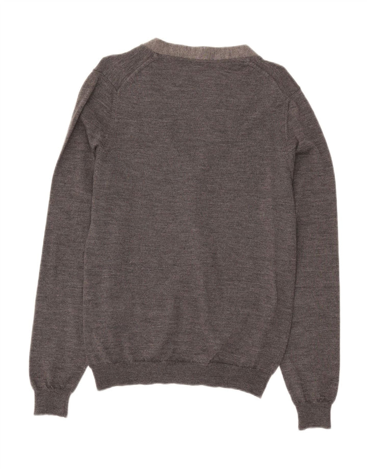 Maglione cardigan da uomo Zara grande in lana grigia