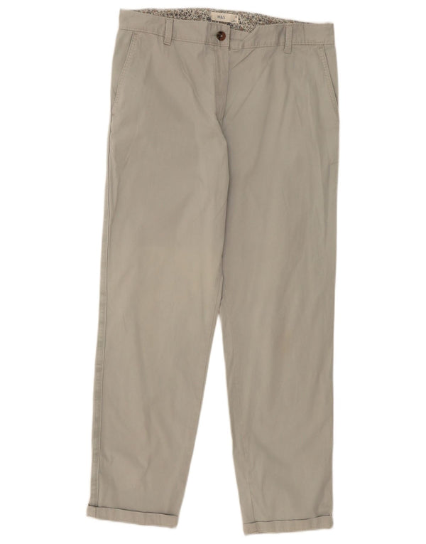 Pantaloni chino dritti da donna Marks & Spencer UK 12 Medium W34 L29 Grigio