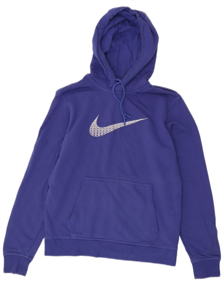 Felpa con cappuccio grafica Nike da uomo in cotone blu medio