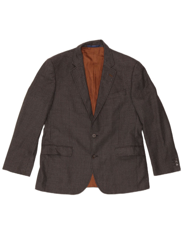 Giacca blazer a 2 bottoni da uomo Marks & Spencer UK 42 grande lana a quadri grigi