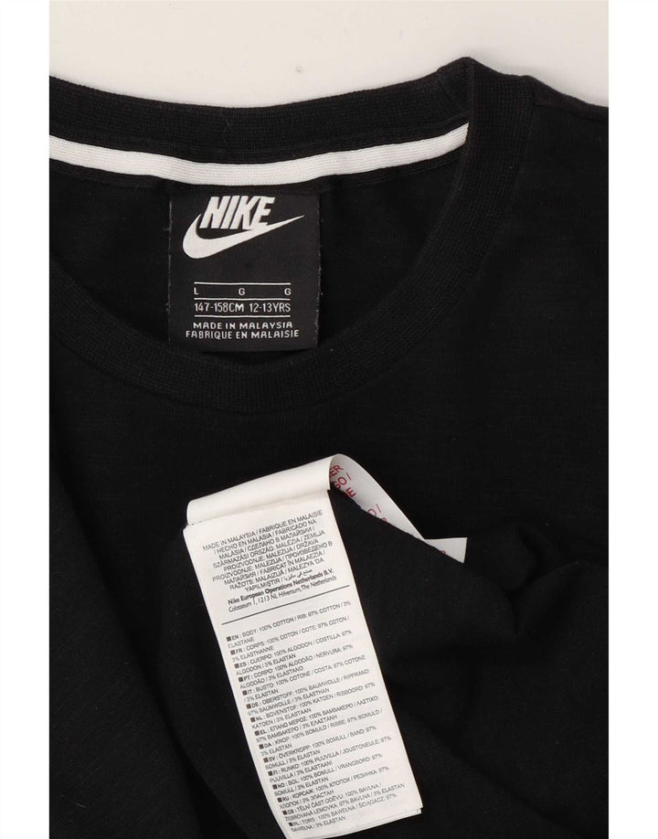Maglia Nike da ragazzo a manica lunga 12-13 anni Large Nera in cotone color block