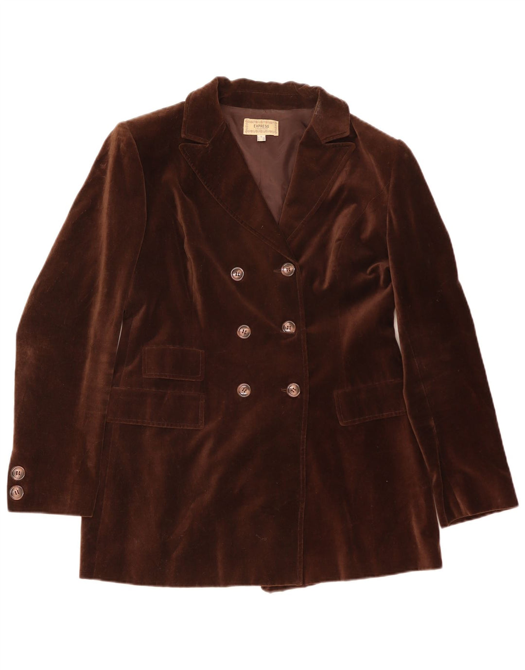 Giacca blazer doppiopetto in velluto da donna Express UK 14 grande marrone