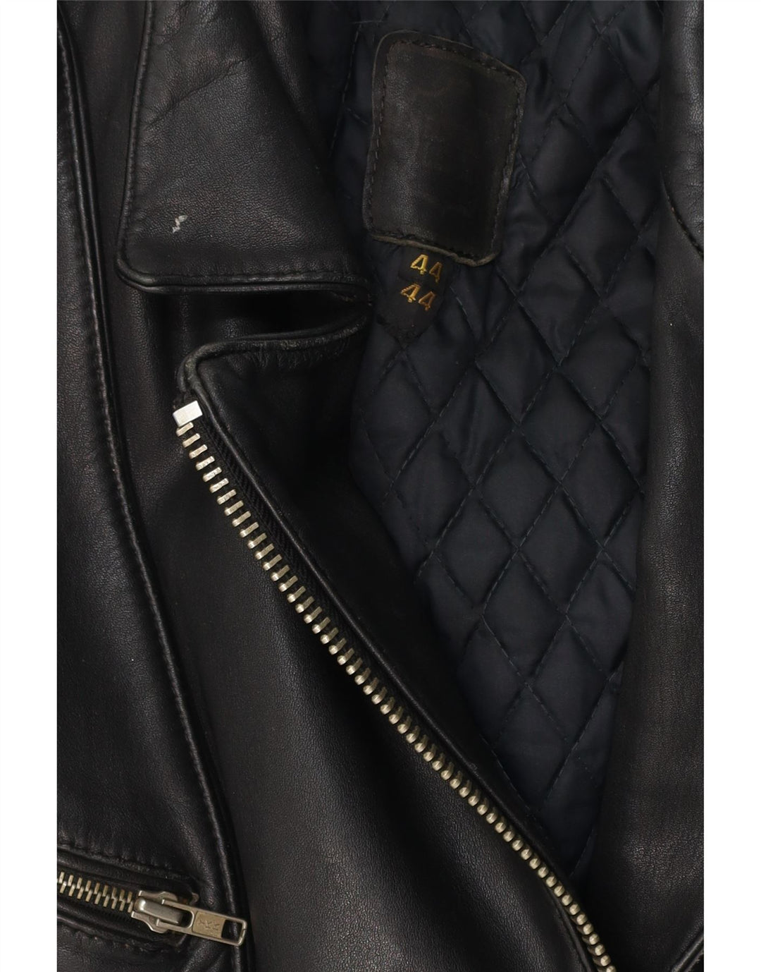 Giacca da motociclista in pelle da donna vintage IT 44 pelle nera media