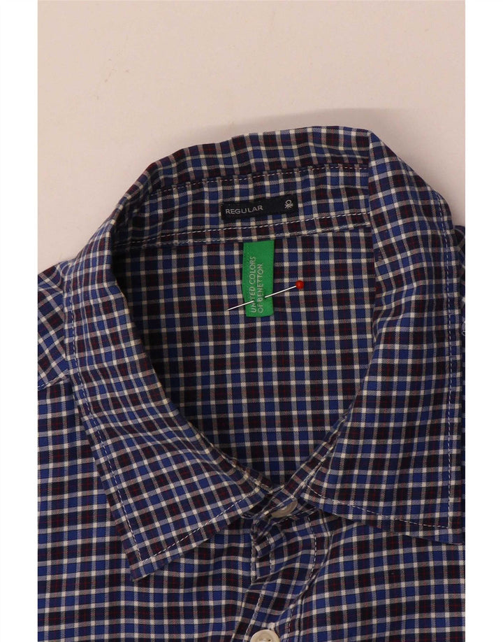 Camicia Benetton da uomo vestibilità regolare a quadri blu medio