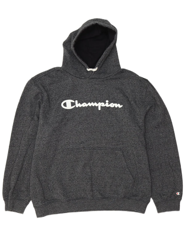 Felpa con cappuccio grafica da uomo Champion 3XL cotone chiazzato grigio