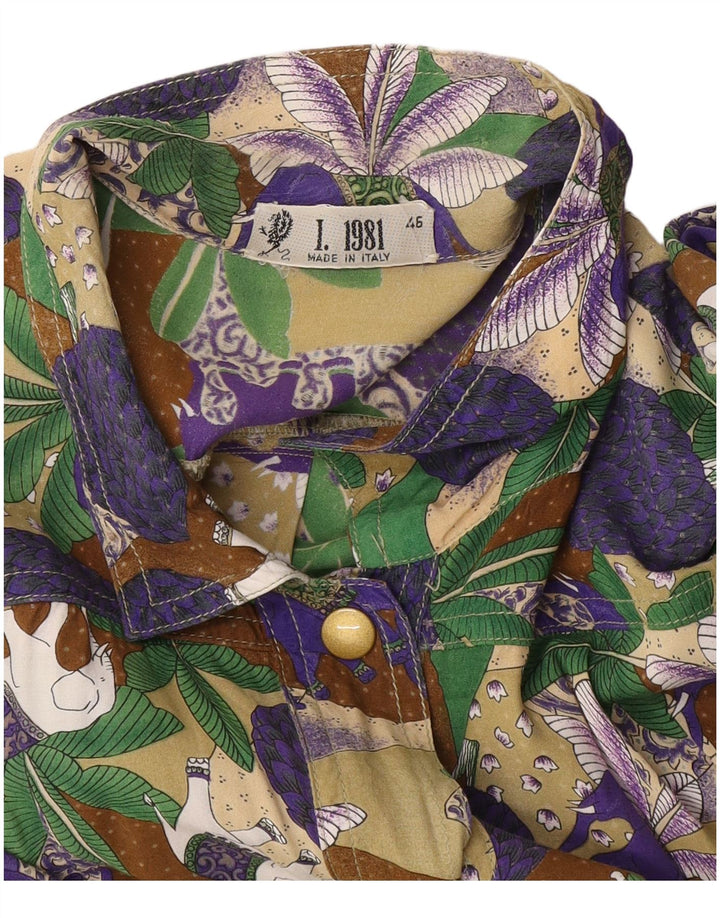 Camicetta vintage da donna a maniche corte IT 46 grande multicolore