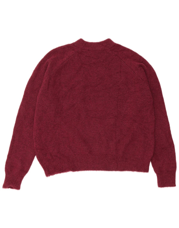 Maglione corto con collo alto da donna Zara UK 14 Nylon bordeaux medio