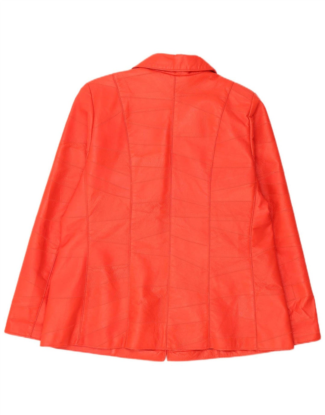 Giacca in pelle vintage da donna UK 20 2XL Patchwork rosso