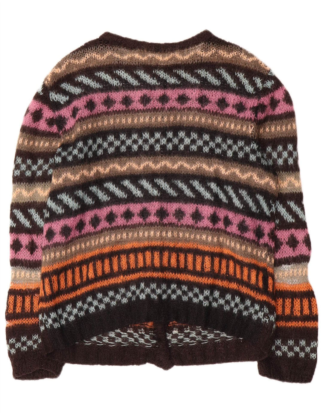 Maglione cardigan da donna vintage UK 16 grandi righe multicolori