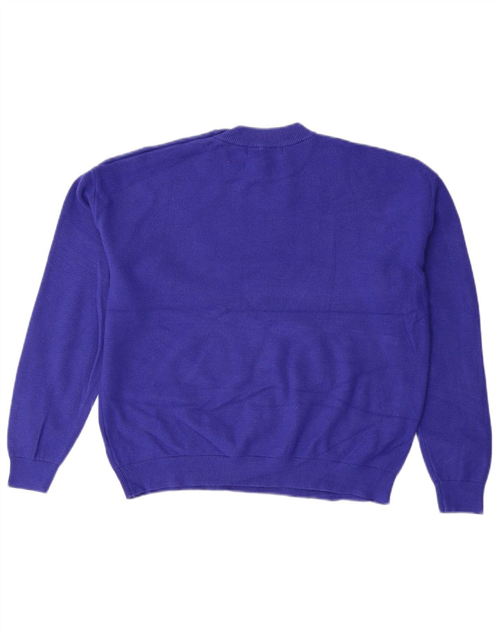 MARKS & SPENCER Womens Crew Neck Jumper Sweater UK 14 Medium Blue Viscose