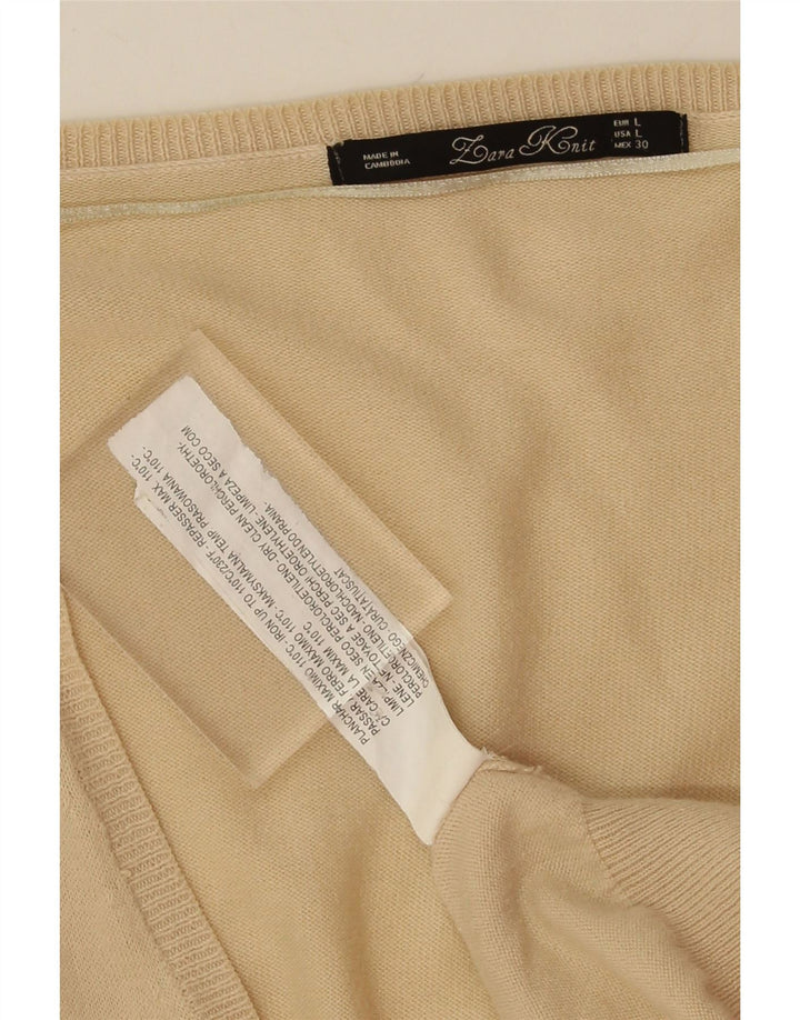 ZARA Womens Oversized Cardigan Sweater UK 16 Large Beige Cotton Vintage Zara and Second-Hand Zara from Messina Hembry 