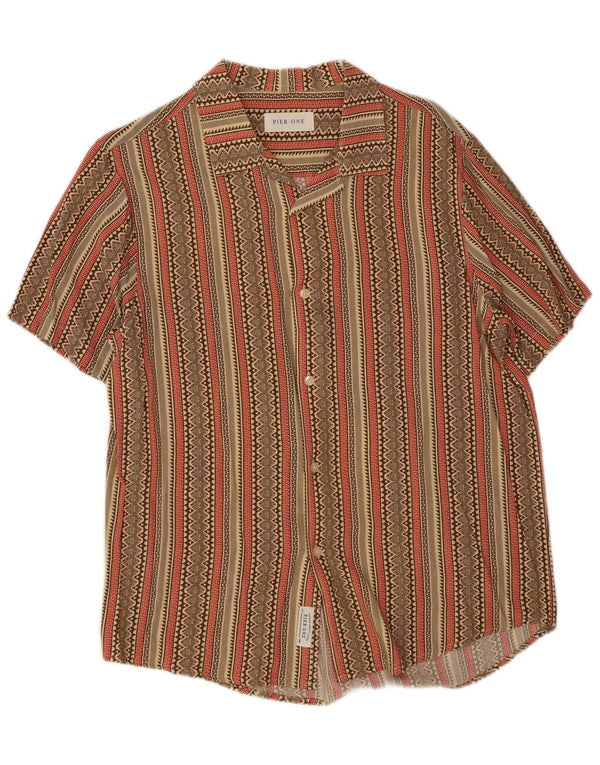 Camicia a maniche corte da uomo Pier One a righe kaki medie