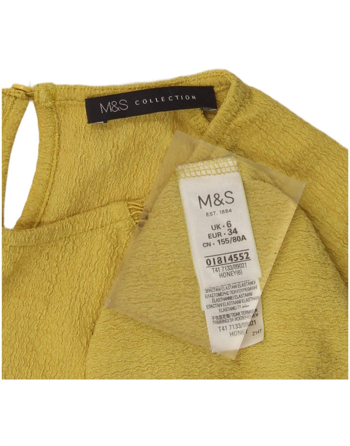 Top manica lunga da donna Marks & Spencer UK 6 XS poliestere giallo