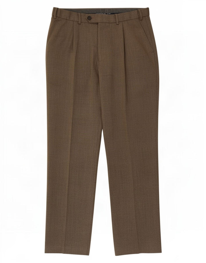 Pantaloni da abito vestibilità regolare da uomo Marks & Spencer W32 L31 Lana beige
