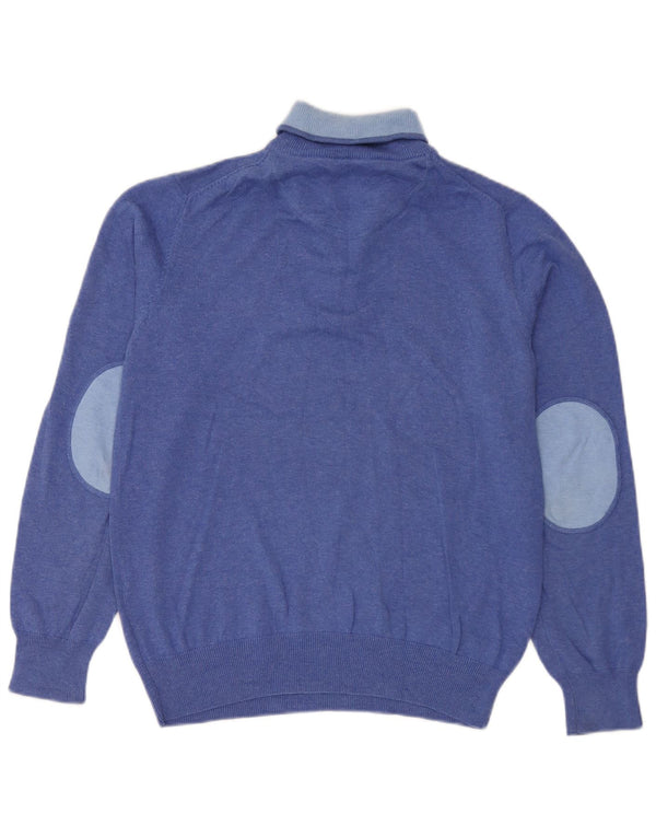 Gant Maglione da uomo con zip e collo in cotone blu medio