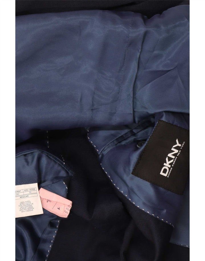 Giacca blazer da uomo a 2 bottoni Dkny IT 52 XL in lana blu navy