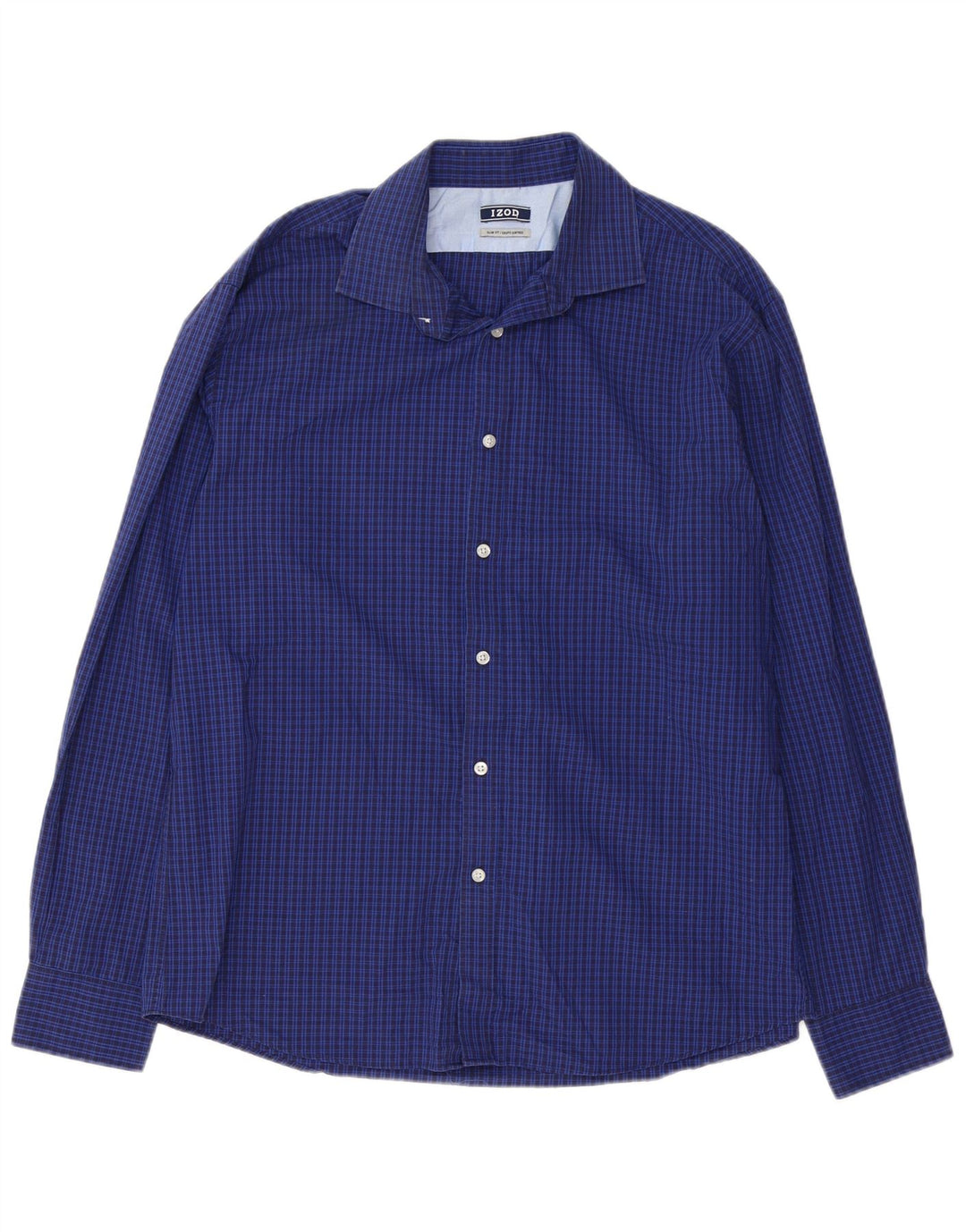 Camicia IZOD da uomo slim fit taglia 16 1/2 grande cotone a quadri blu